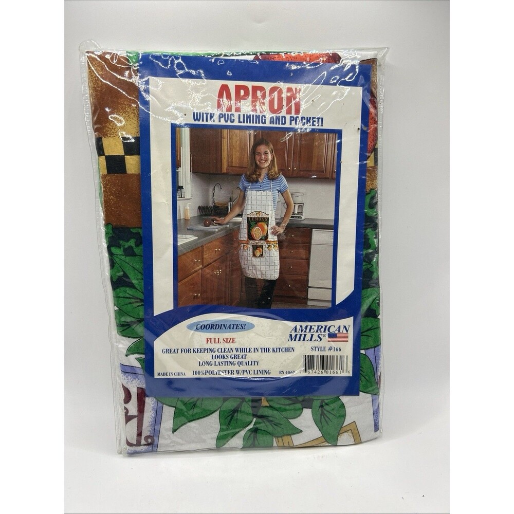 VTG American Mills Full Size Apron with PVC Lining and Pocket Garden Theme 166